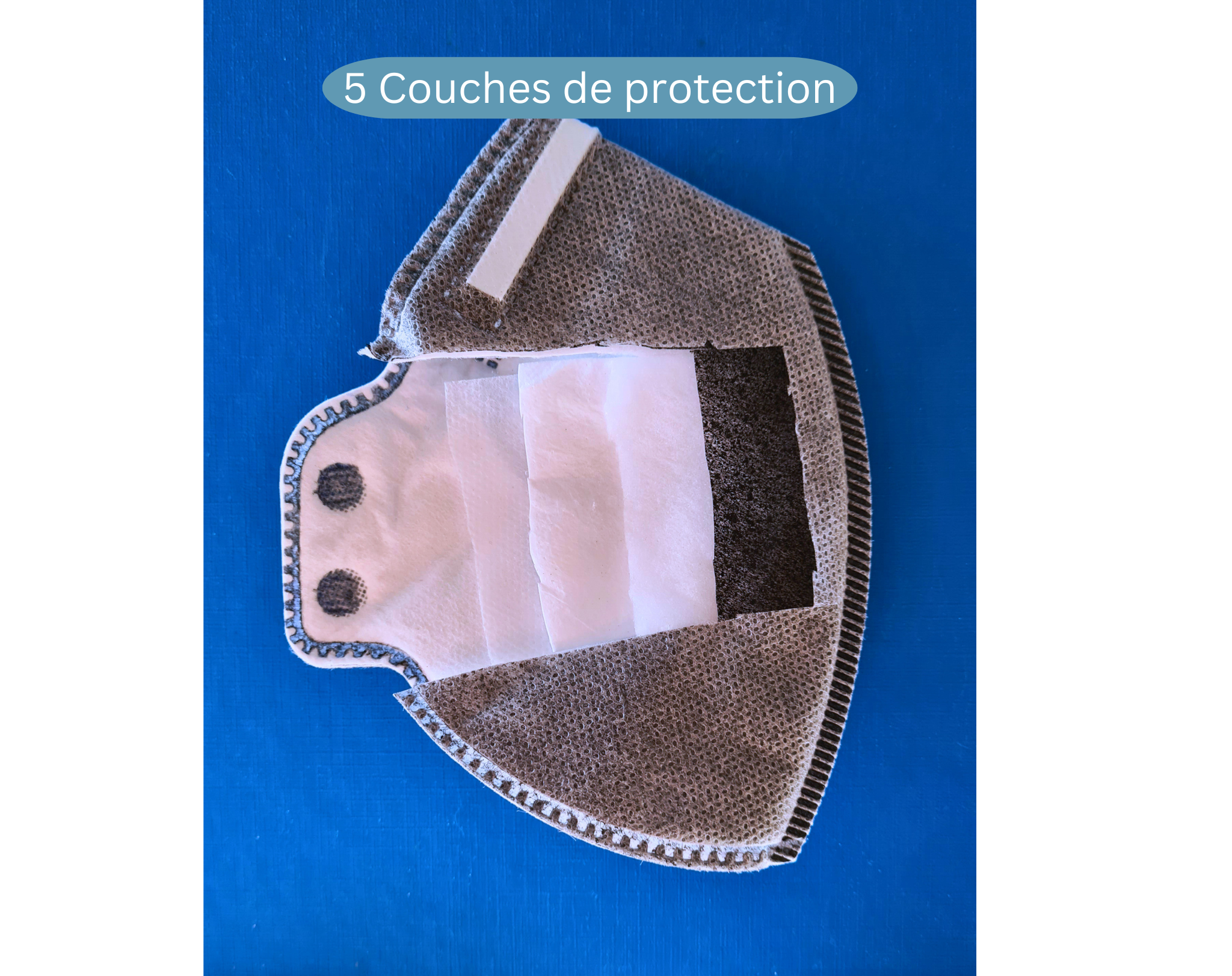 Masque au charbon actif FFP2 5 couches avec valve pour dépose d’amalgames et protection contre virus et bactéries – Image 2